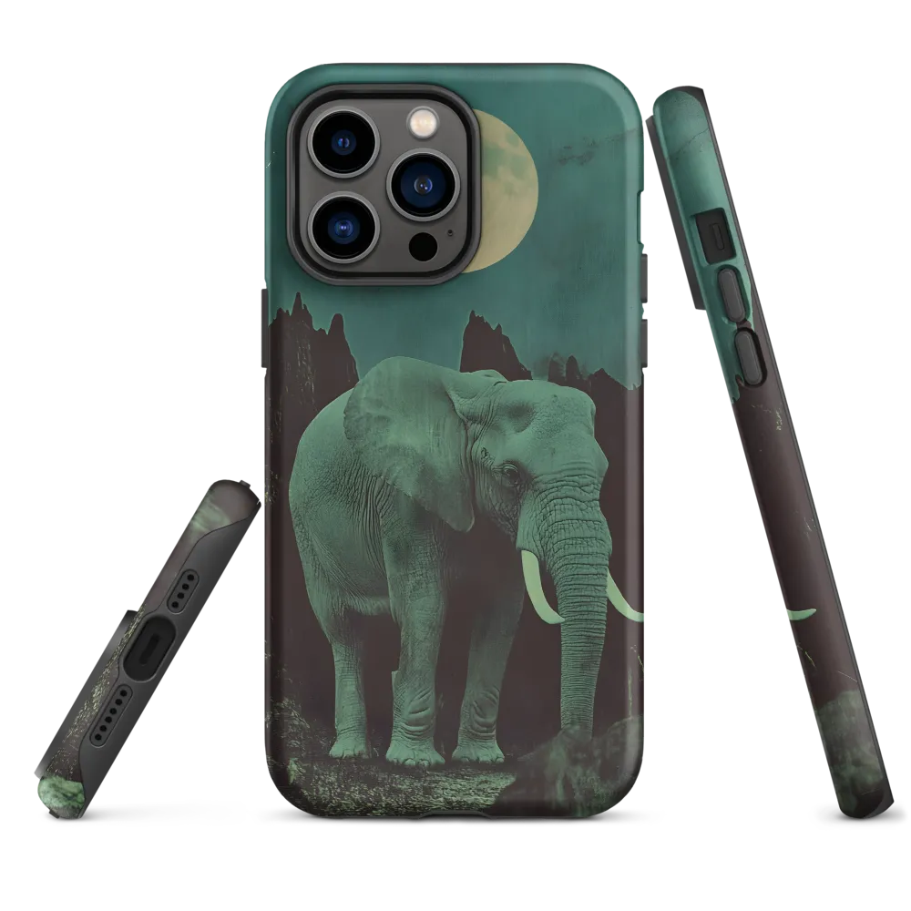 Ethereal Presence: Elephant Under a Full Moon | Phone Case |  14 Pro Max | Tough Case | Matte