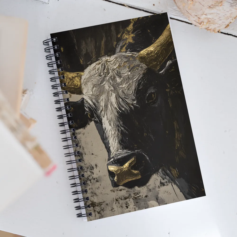 Majestic Bull: The Power in Black and Gold | Spiral Notebook