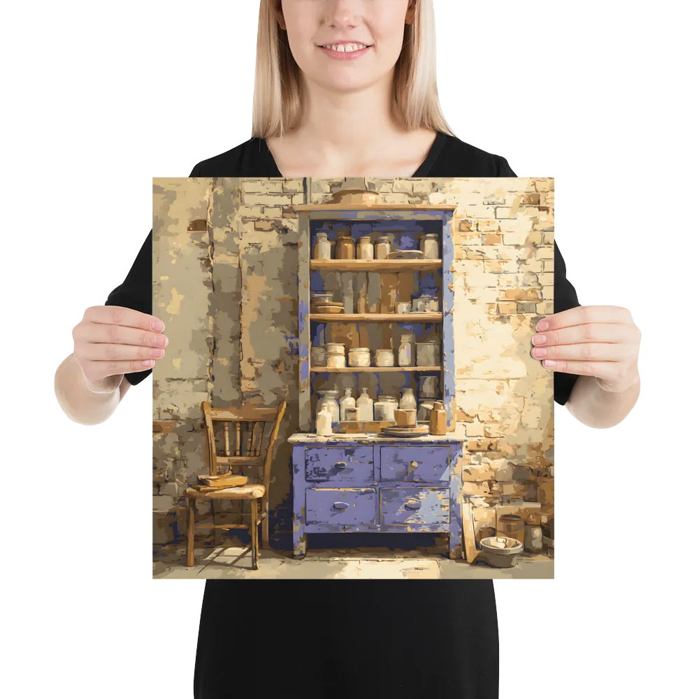 Rustic Blue Hutch 
 Poster | 16″x 16″