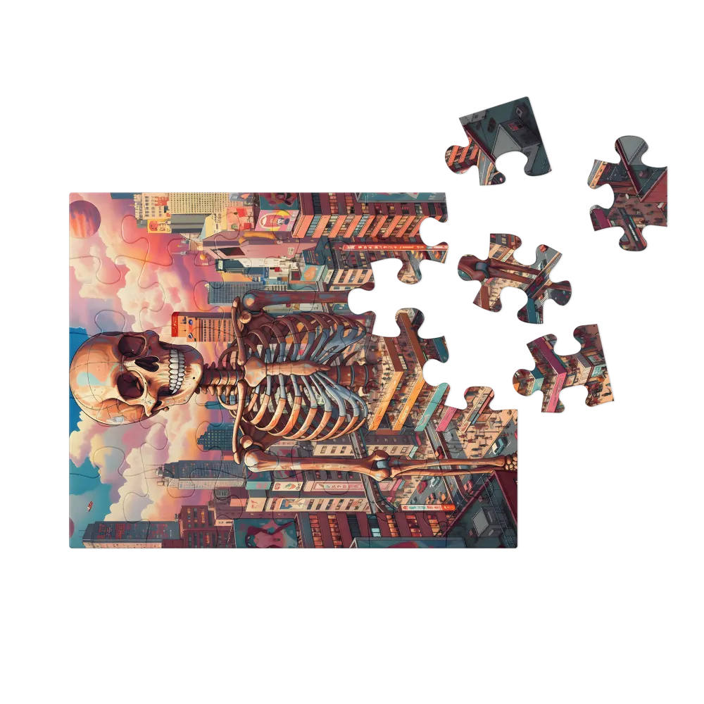 Colossal Skull Over City 
 Jigsaw Puzzle in Tin Box