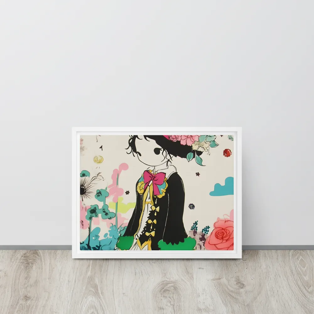 Whimsical Garden Reverie | Canvas with White Frame | 12″×16″