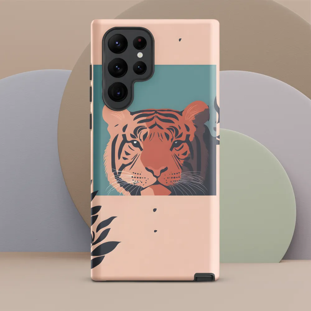 Framed Tiger in Peach and Teal