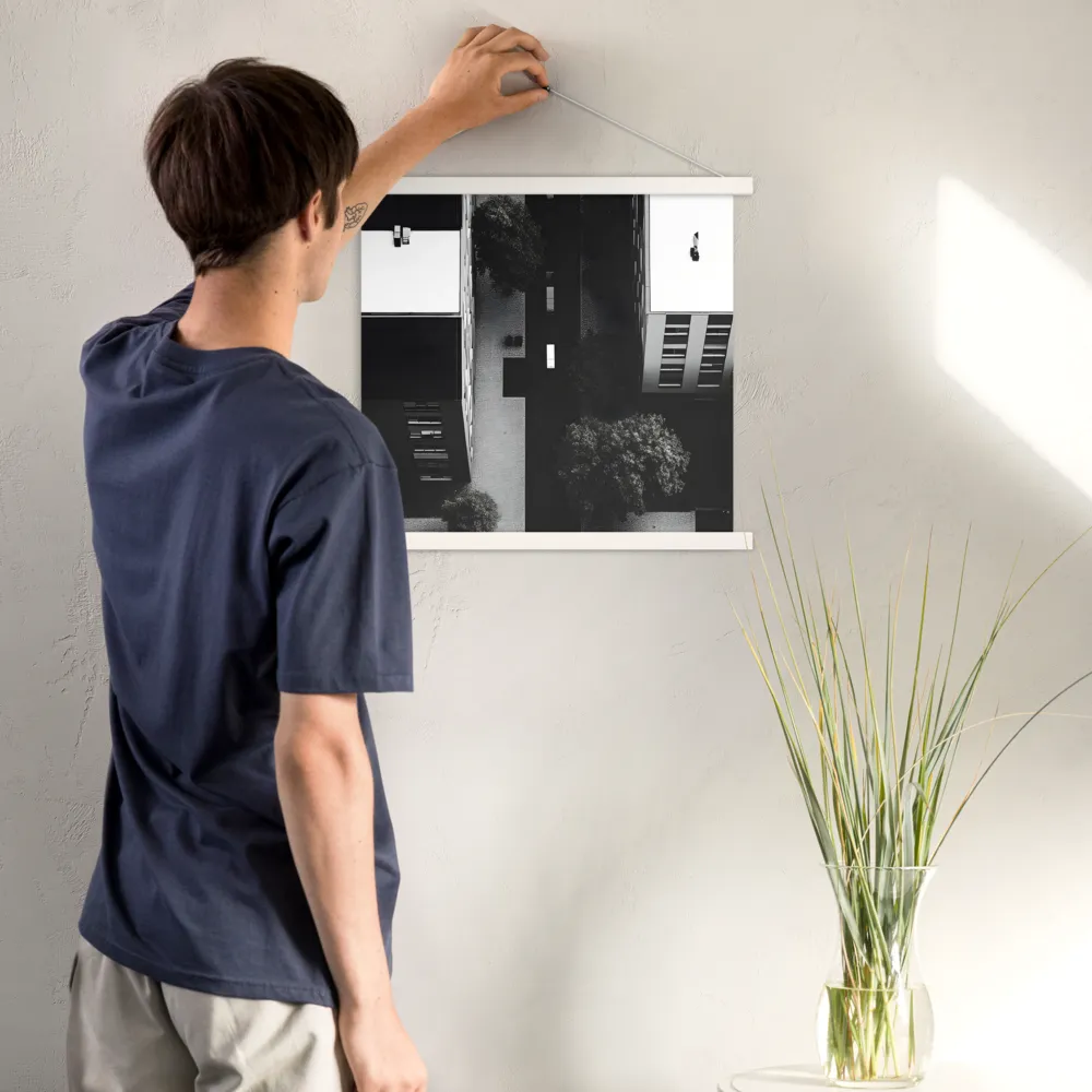 Urban Serenity from Above | Poster With White Wood Hanger | 18″×18″