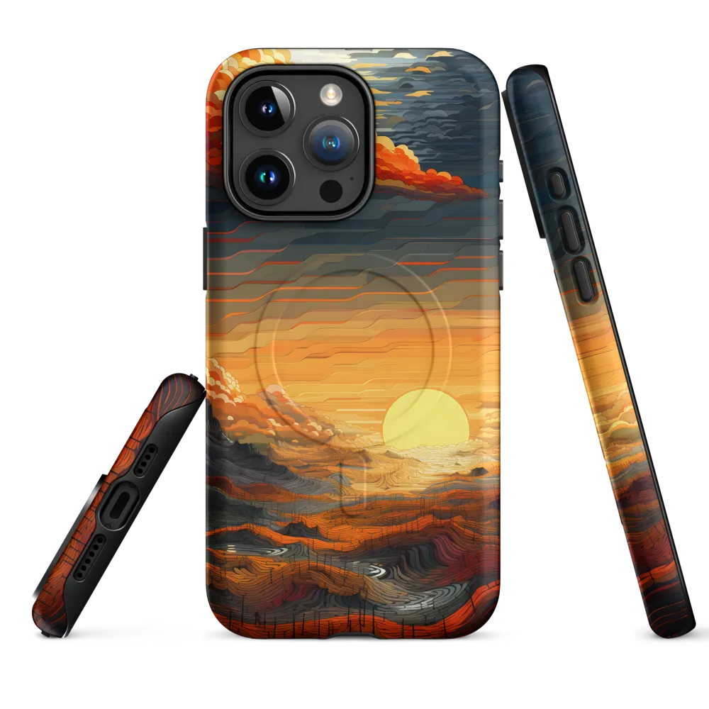 Ethereal Sunset: A Serene Landscape in Flowing Forms | Phone Case |  15 Pro Max | MagSafe® Tough Case | Matte