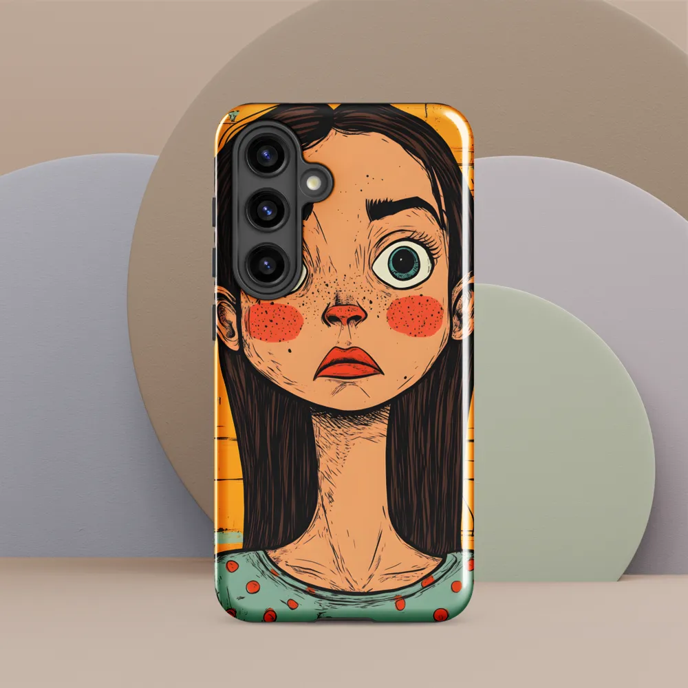 Wide-Eyed Portrait on Distressed Yellow Planks