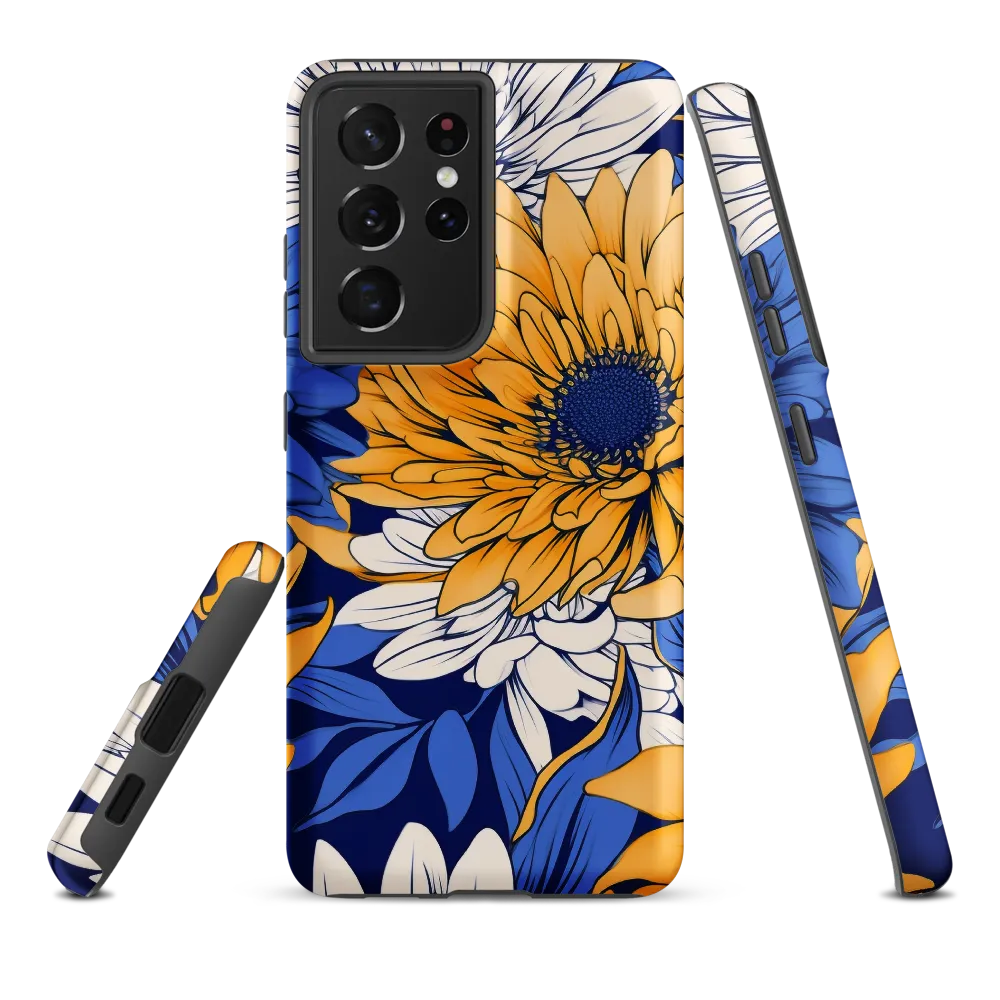 Floral Harmony in Blue and Yellow