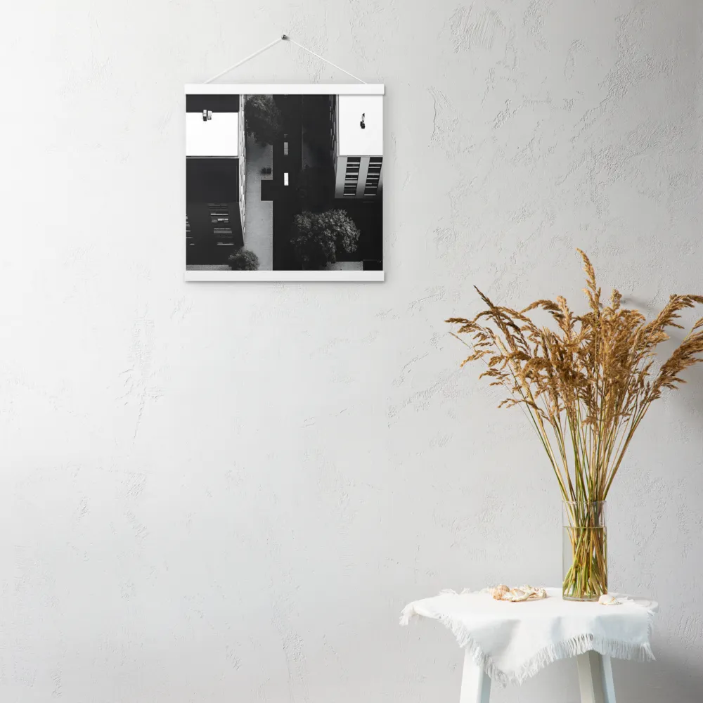 Urban Serenity from Above | Poster With White Wood Hanger | 16″×16″