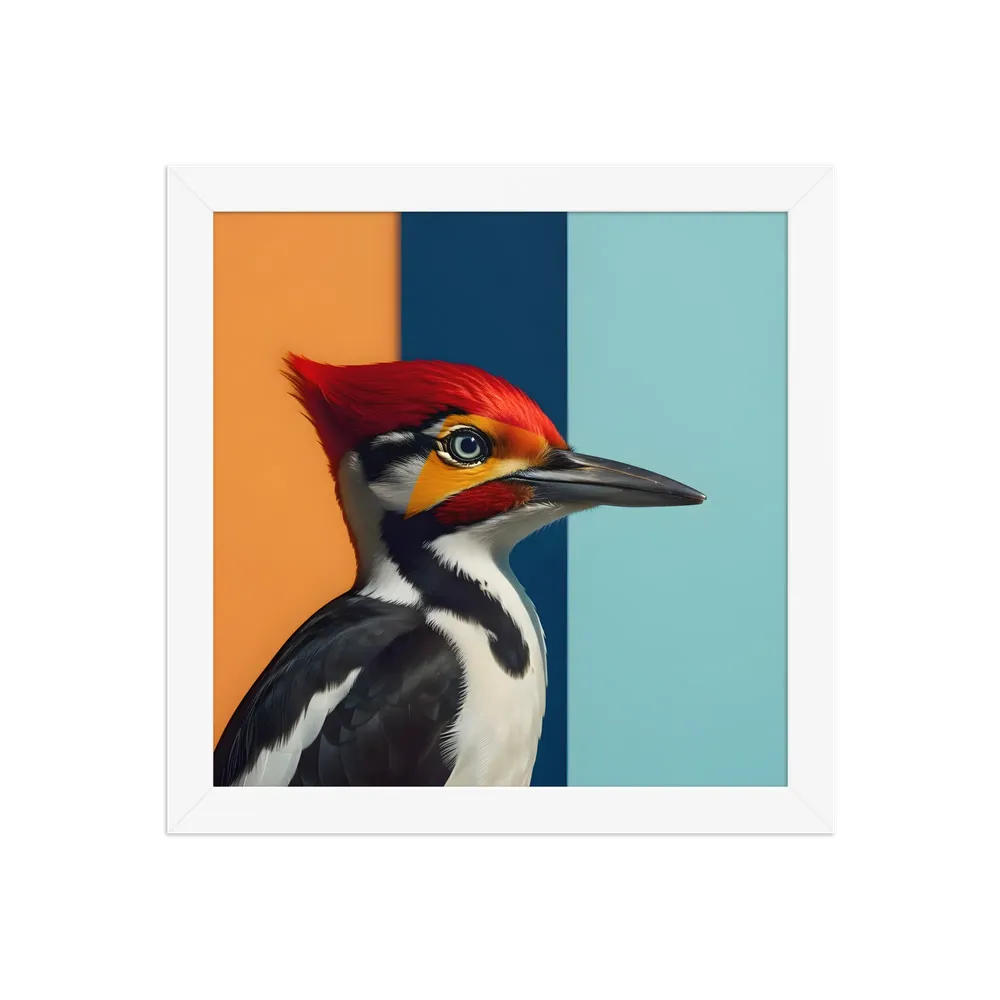 Geometric Woodpecker 
 Poster with White Frame | 10″x 10″