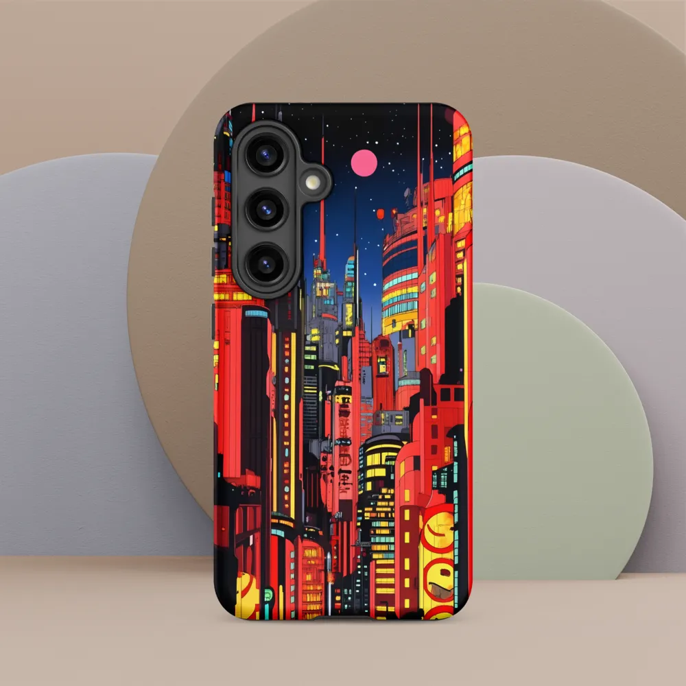 Neon Dreams: A Cyberpunk Cityscape | Phone Case |  S24 | Tough Case | Matte