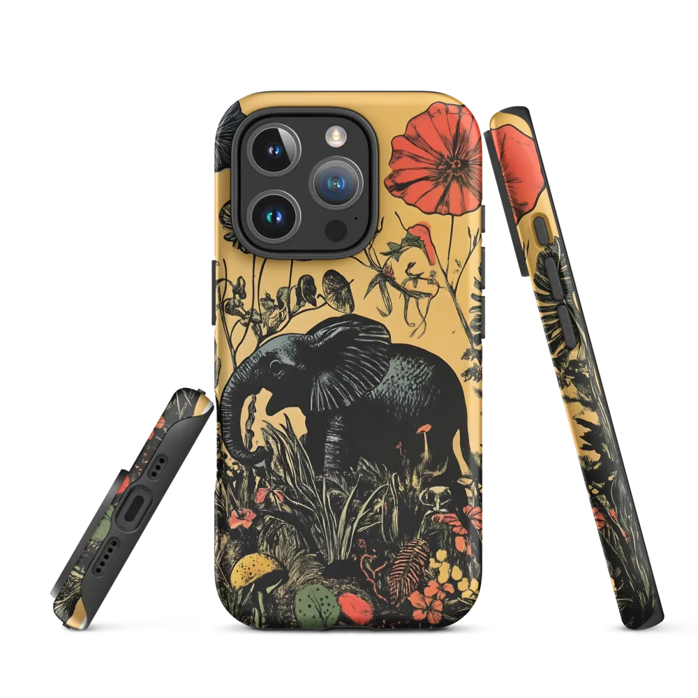 Floral Majesty: The Elephant's Sanctuary | Phone Case |  16 Pro | Tough Case | Matte