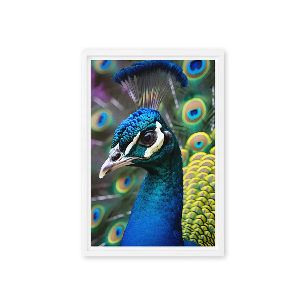 Regal Plumage: The Peacock's Splendor | Canvas with White Frame | 12″×18″