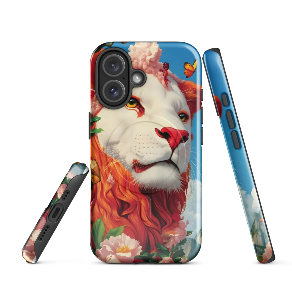 Majestic Lion Amidst Floral Splendor