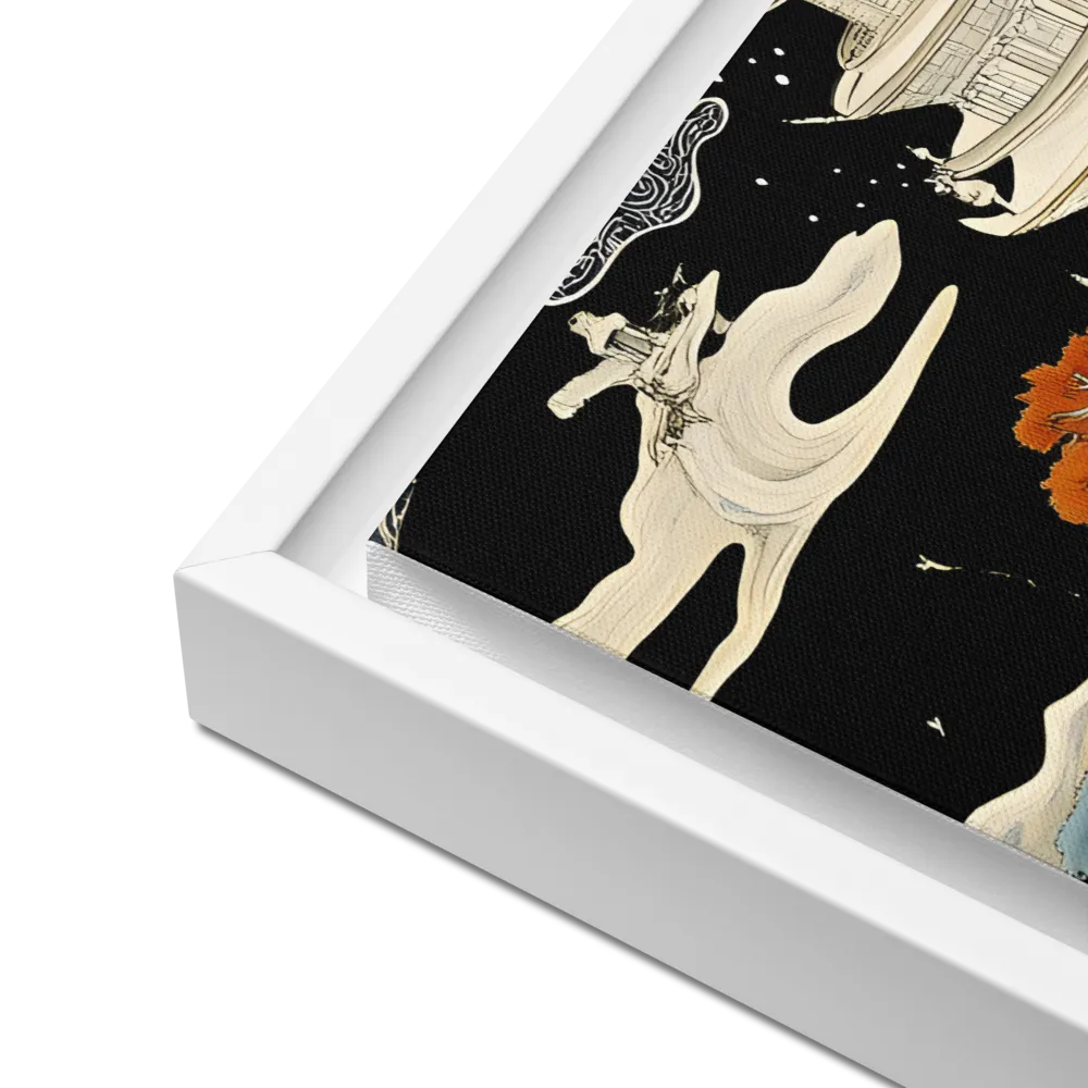 Whispers of the Pagoda | Canvas with White Frame | 16″×20″