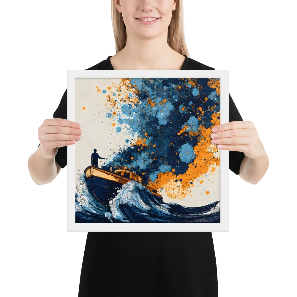 Paintstorm at Sea 
 Poster with White Frame | 14″x 14″
