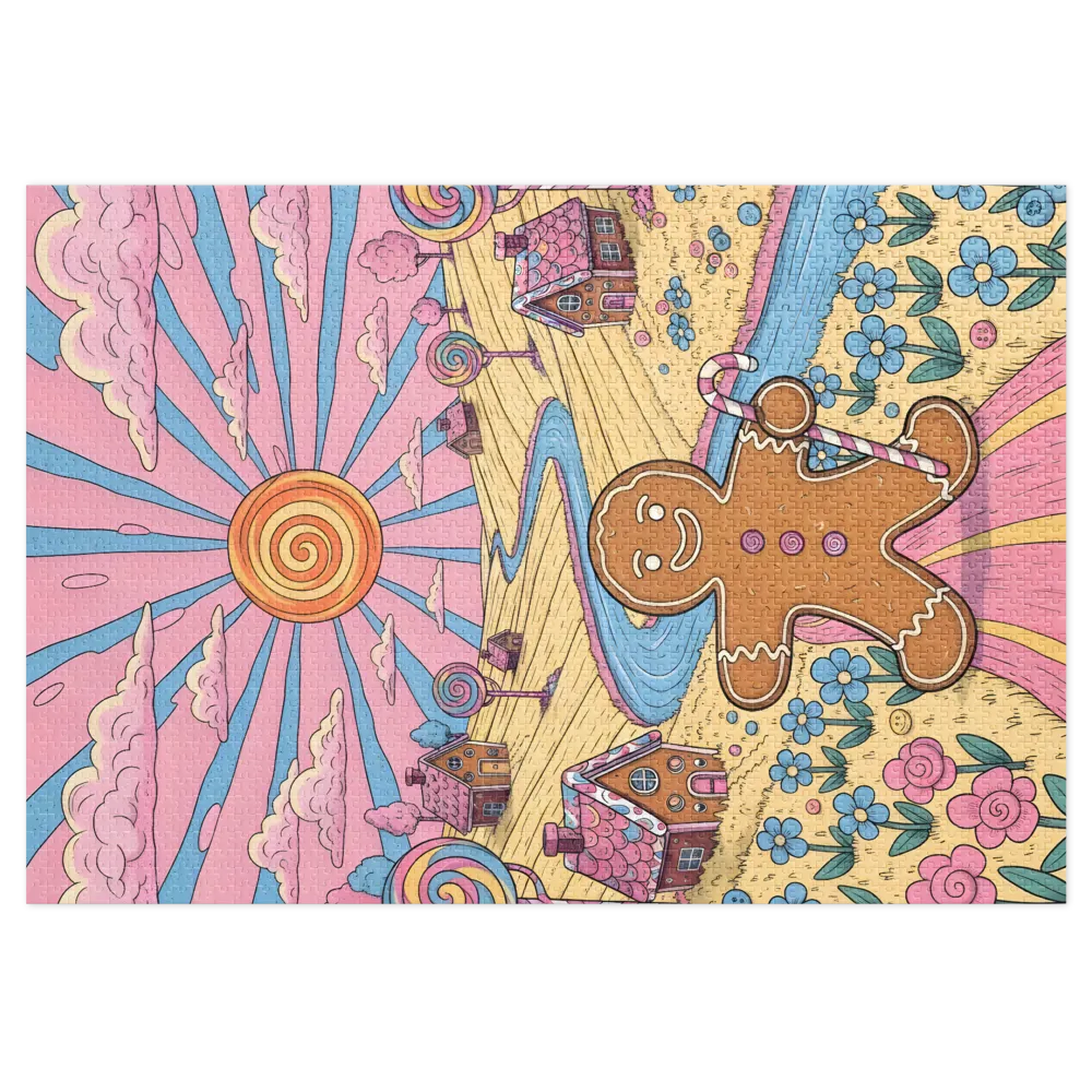 Whimsical Gingerbread Candy Land 
 Jigsaw Puzzle in Tin Box