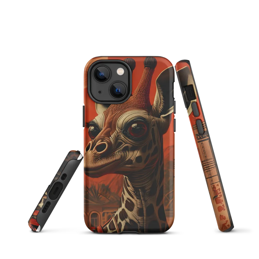 Whimsical Giraffe in an Orange Dreamscape