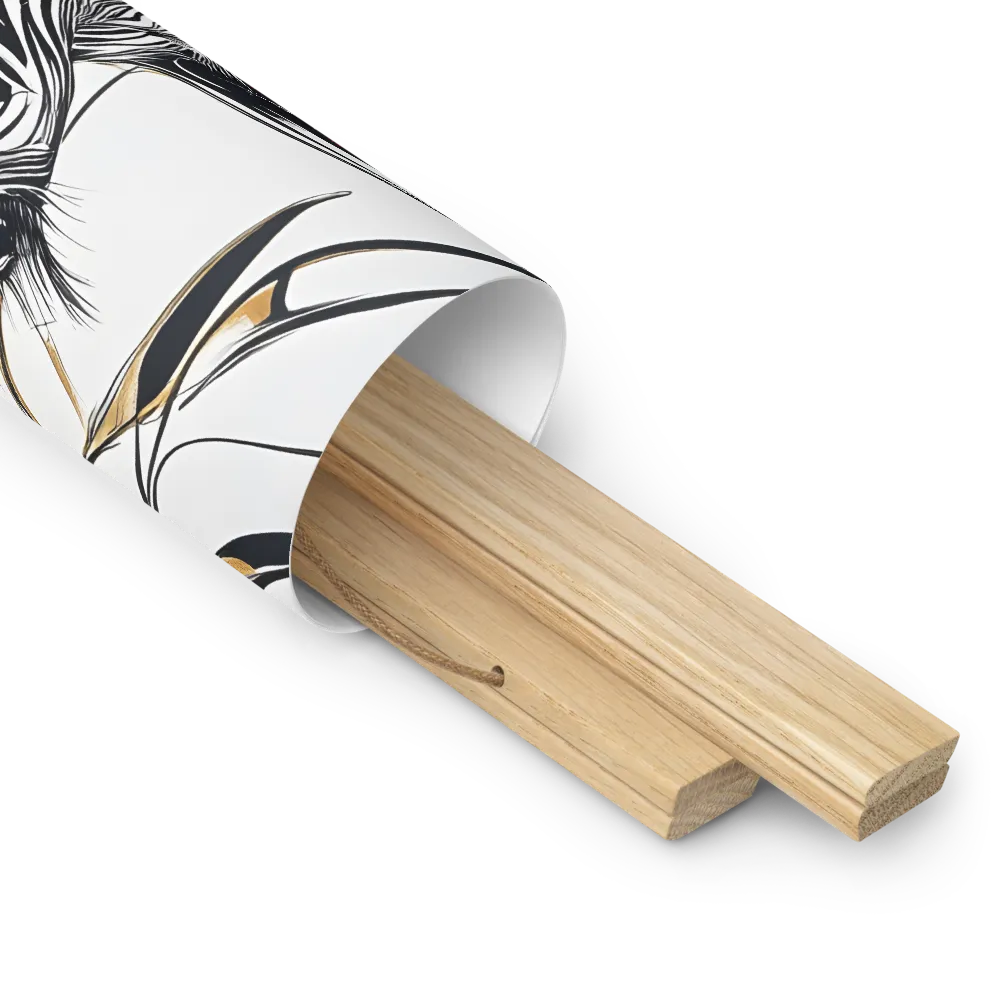 Floral Elegance: The Giraffe's Portrait | Poster With Oak Wood Hanger | 16″×16″