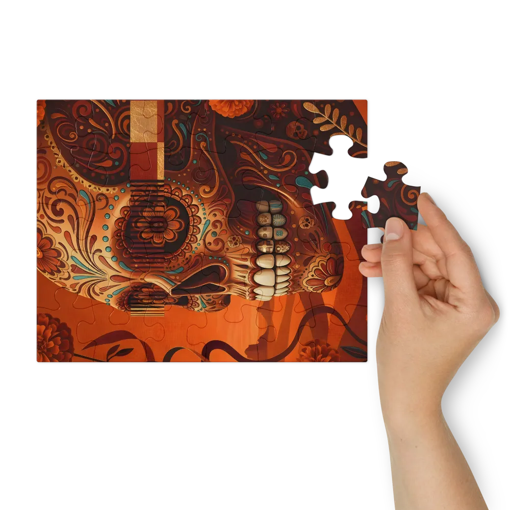 Marigold Sugar Skull 
 Jigsaw Puzzle in Tin Box