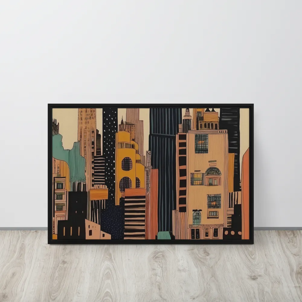 Urban Symphony in Ink | Canvas with Black Frame | 20″×30″