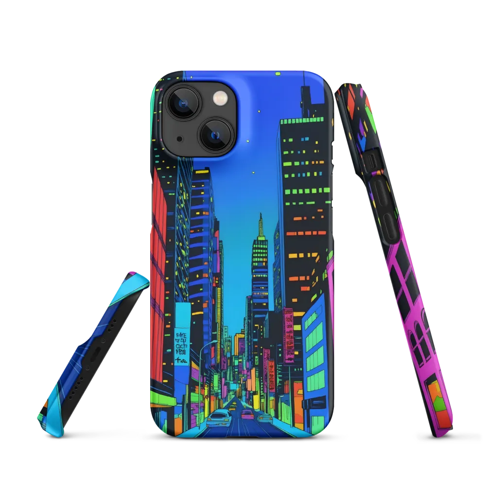 Neon Dreamscape: A Futuristic City at Dusk | Phone Case |  14 | Snap Case | Matte