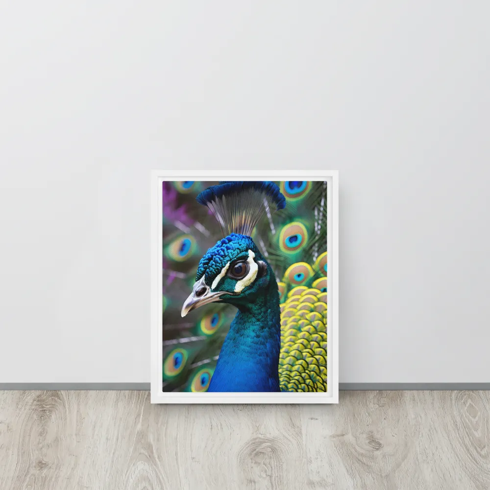 Regal Plumage: The Peacock's Splendor | Canvas with White Frame | 11″×14″