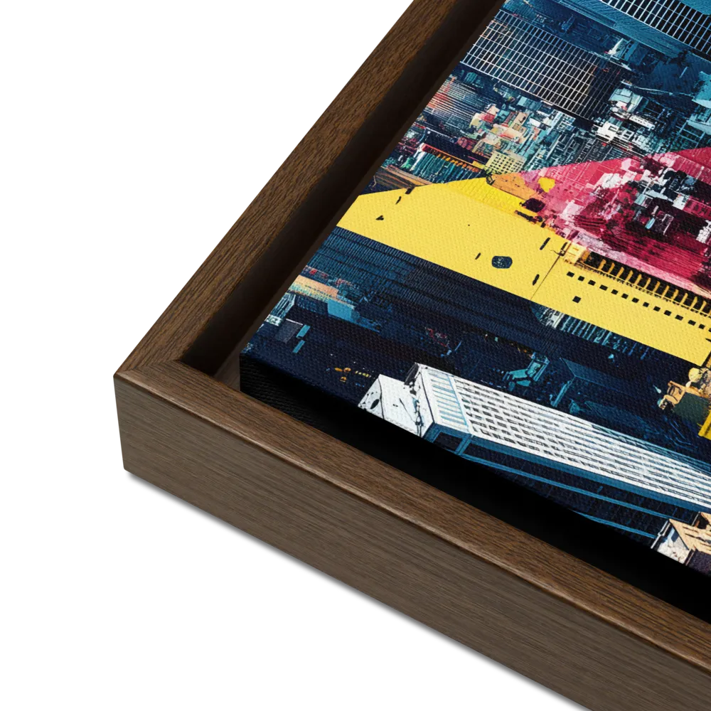 Dynamic Urban Symphony | Canvas with Brown Frame | 12″×12″