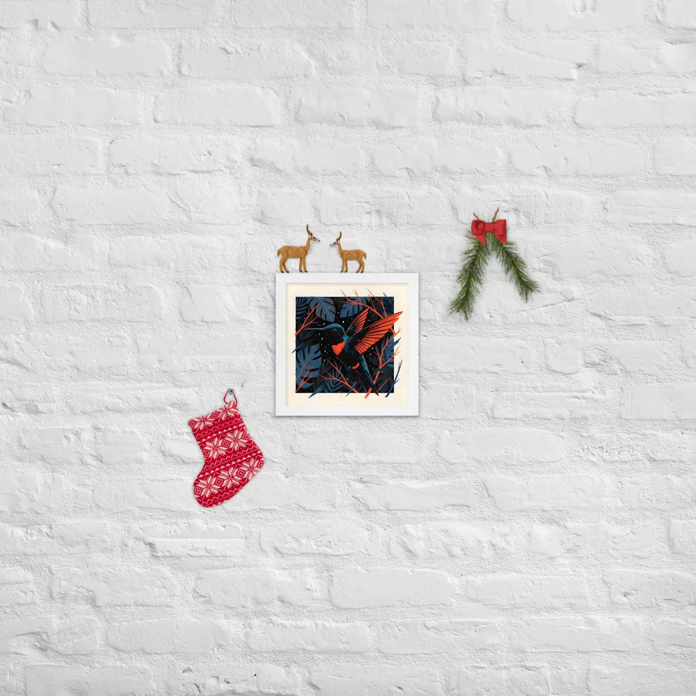 Midnight Hummingbird 
 Poster with White Frame | 10″x 10″