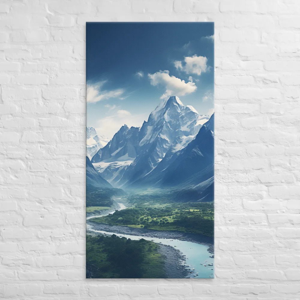 Majestic Serenity: A Landscape of Mountains and Rivers | Canvas | 30″×60″