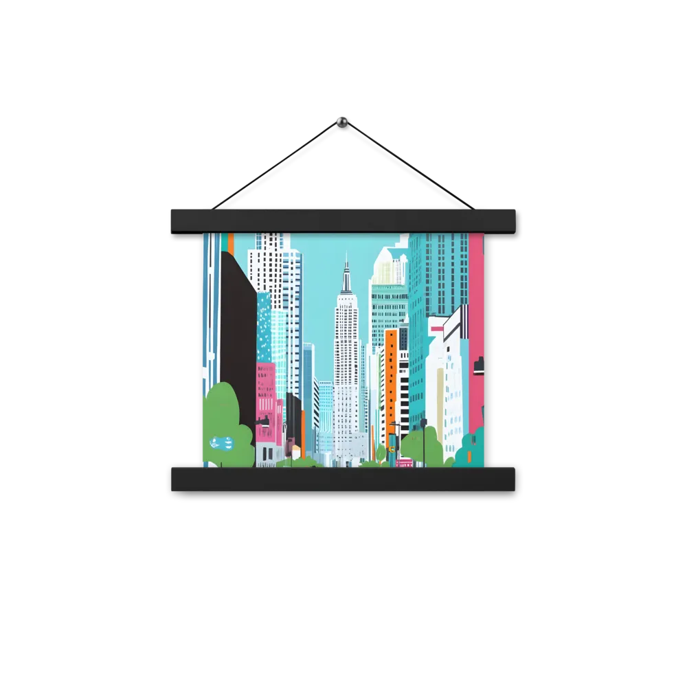 Urban Symphony: A Modern Cityscape | Poster With Black Wood Hanger | 10″×10″