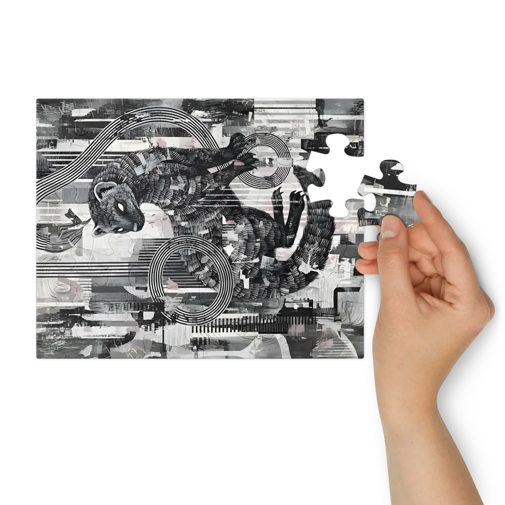 Collaged Weasel 
 Jigsaw Puzzle in Tin Box