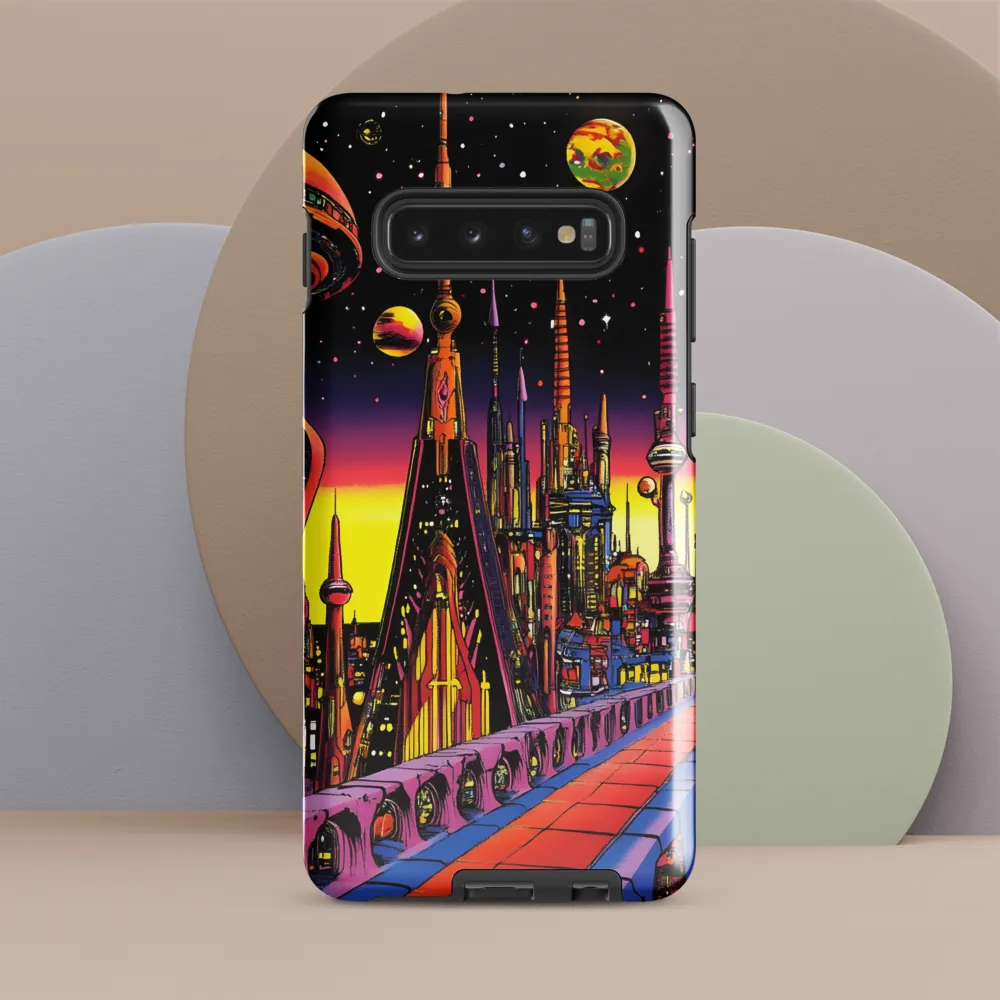 Futuristic Cosmos: A Journey Through Neon Cities | Phone Case |  S10 Plus | Tough Case | Glossy