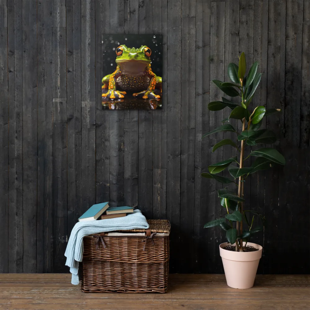 Emerald Elegance: The Frog in Focus | Thin Canvas | 16″×20″