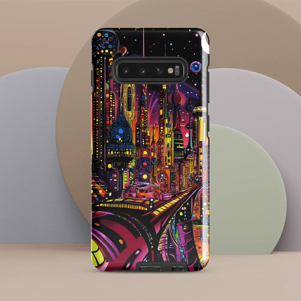 Neon Odyssey: A Journey Through Futuristic Realms | Phone Case |  S10 Plus | Tough Case | Glossy