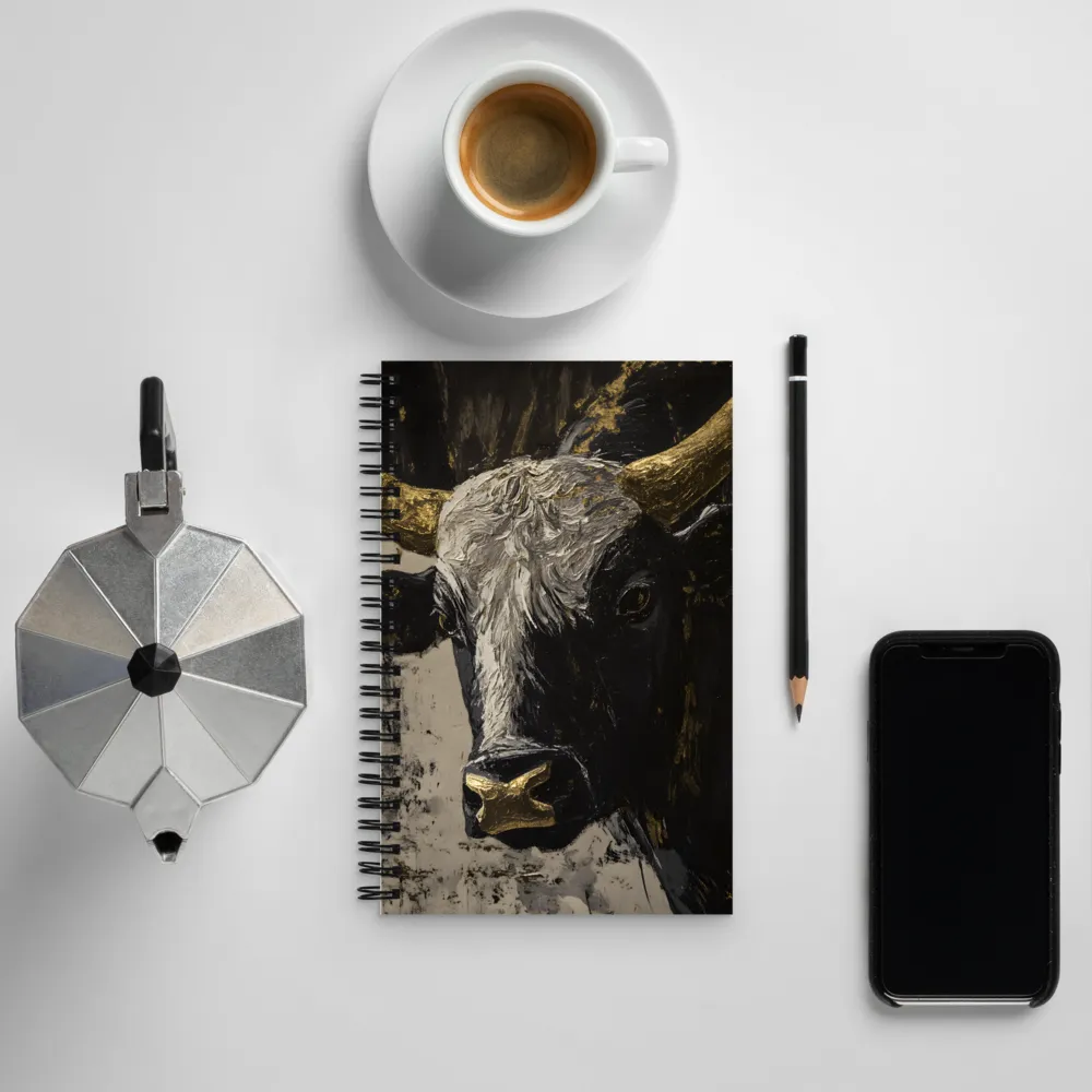 Majestic Bull: The Power in Black and Gold | Spiral Notebook