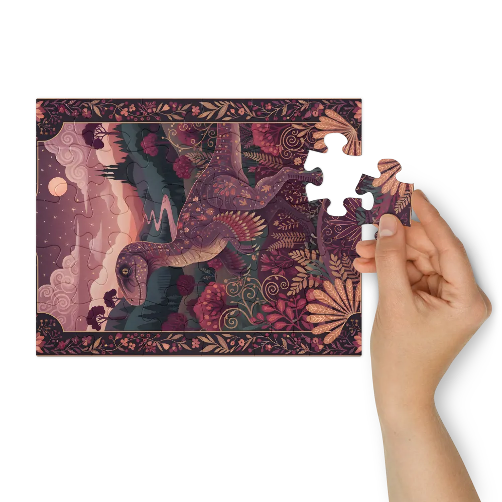 Moonlit Velociraptor 
 Jigsaw Puzzle in Tin Box