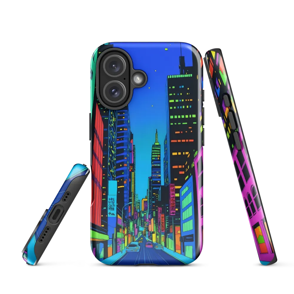 Neon Dreamscape: A Futuristic City at Dusk | Phone Case |  16 | Tough Case | Glossy