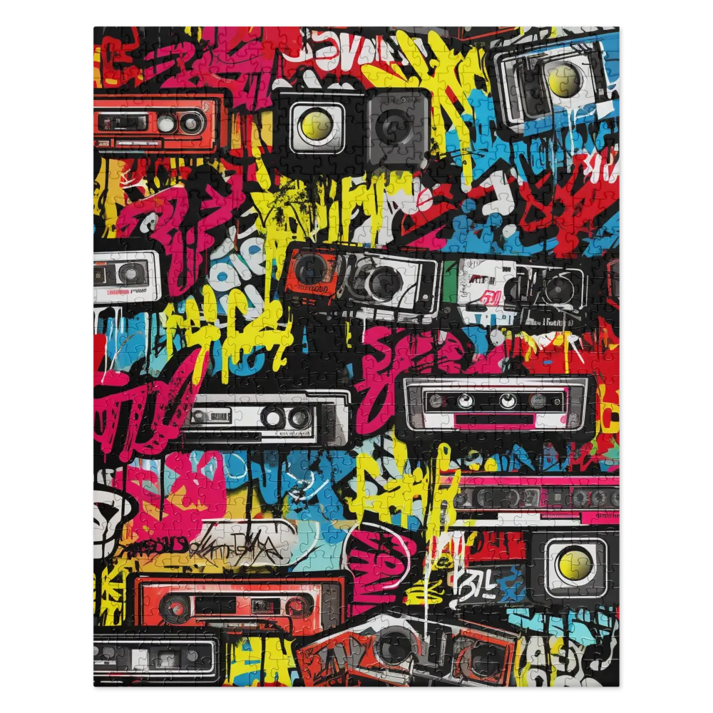 Urban Nostalgia: A Retro Cassette Explosion | Jigsaw Puzzle | 520 pieces