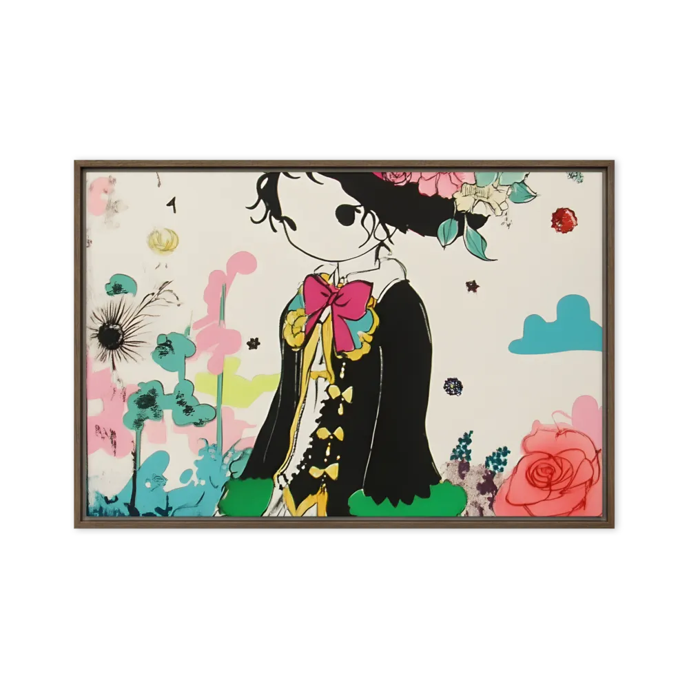 Whimsical Garden Reverie | Canvas with Brown Frame | 20″×30″