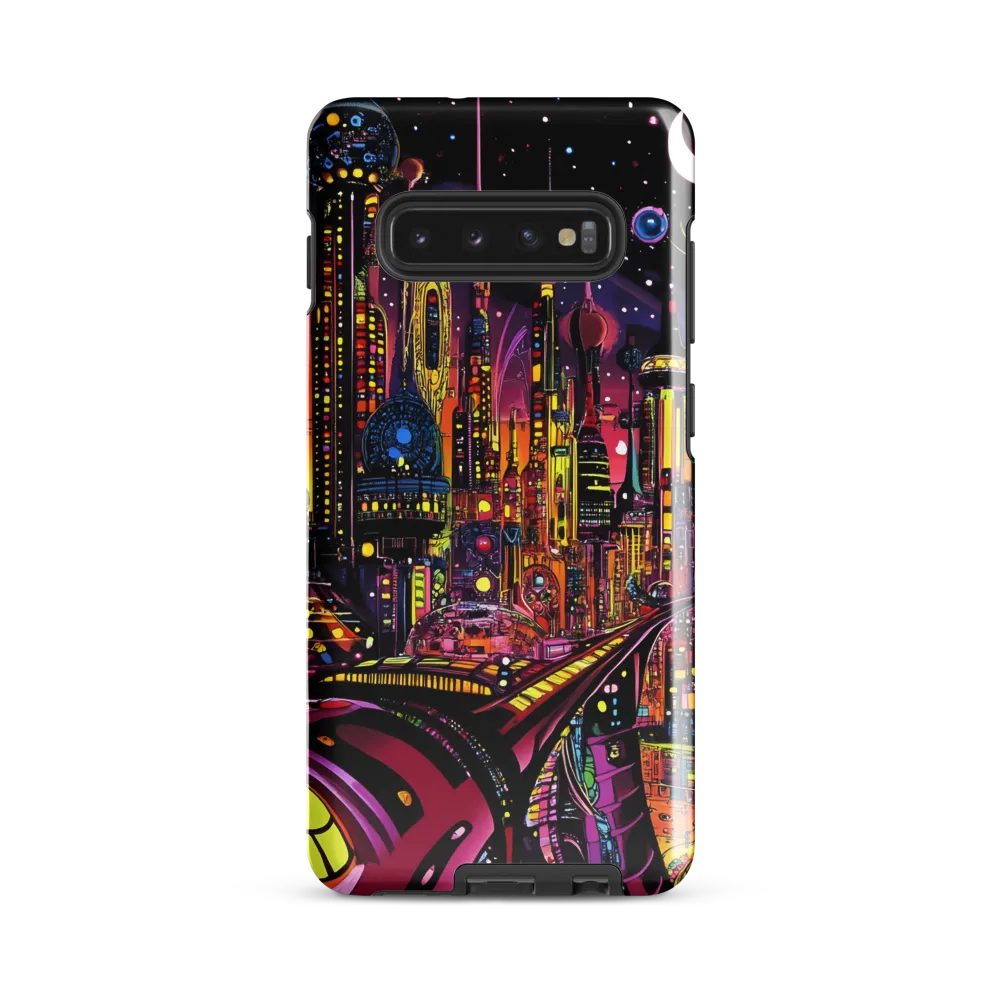 Neon Odyssey: A Journey Through Futuristic Realms | Phone Case |  S10 Plus | Tough Case | Glossy