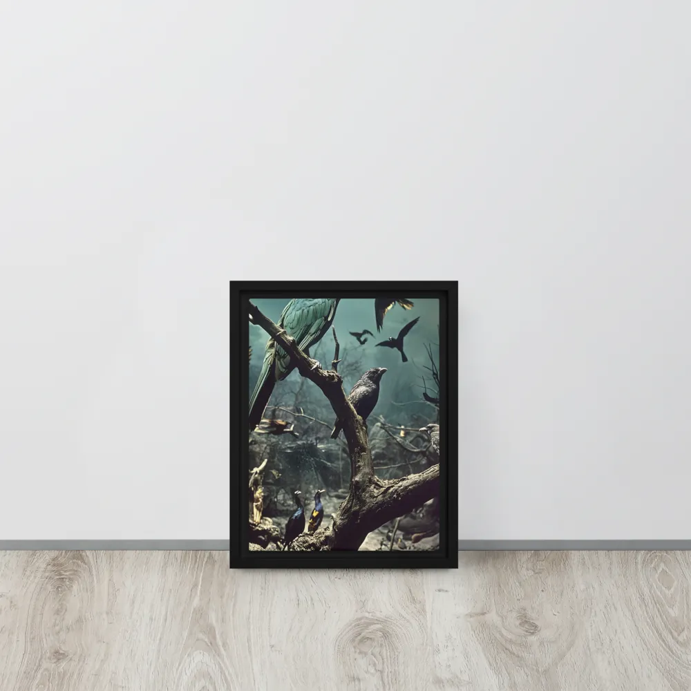 Whispers of the Avian Realm | Canvas with Black Frame | 9″×12″