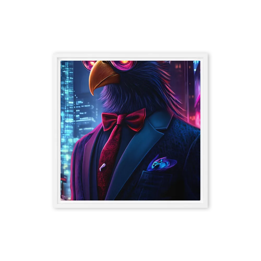 The Dapper Avian | Canvas with White Frame | 16″×16″