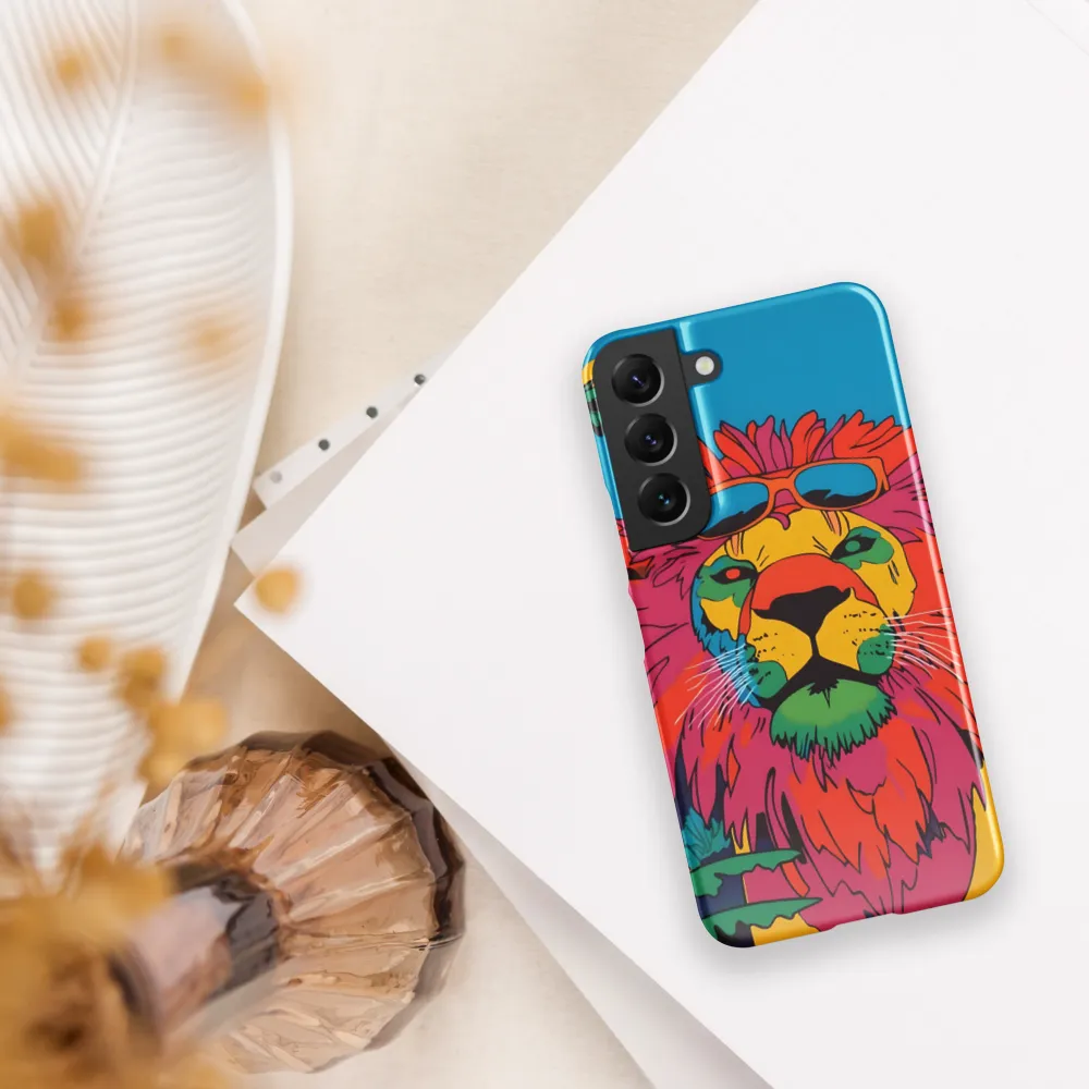 Lion with Sunglasses: A Vibrant Tropical Portrait