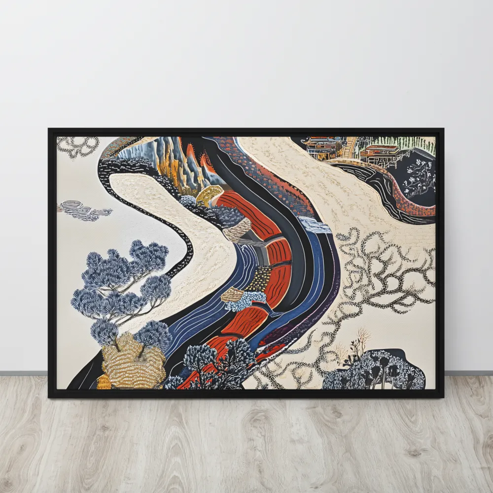 Flow of Tranquility | Canvas with Black Frame | 24″×36″