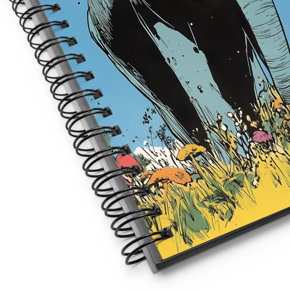 Whimsical Blue Elephant in Bloom | Spiral Notebook