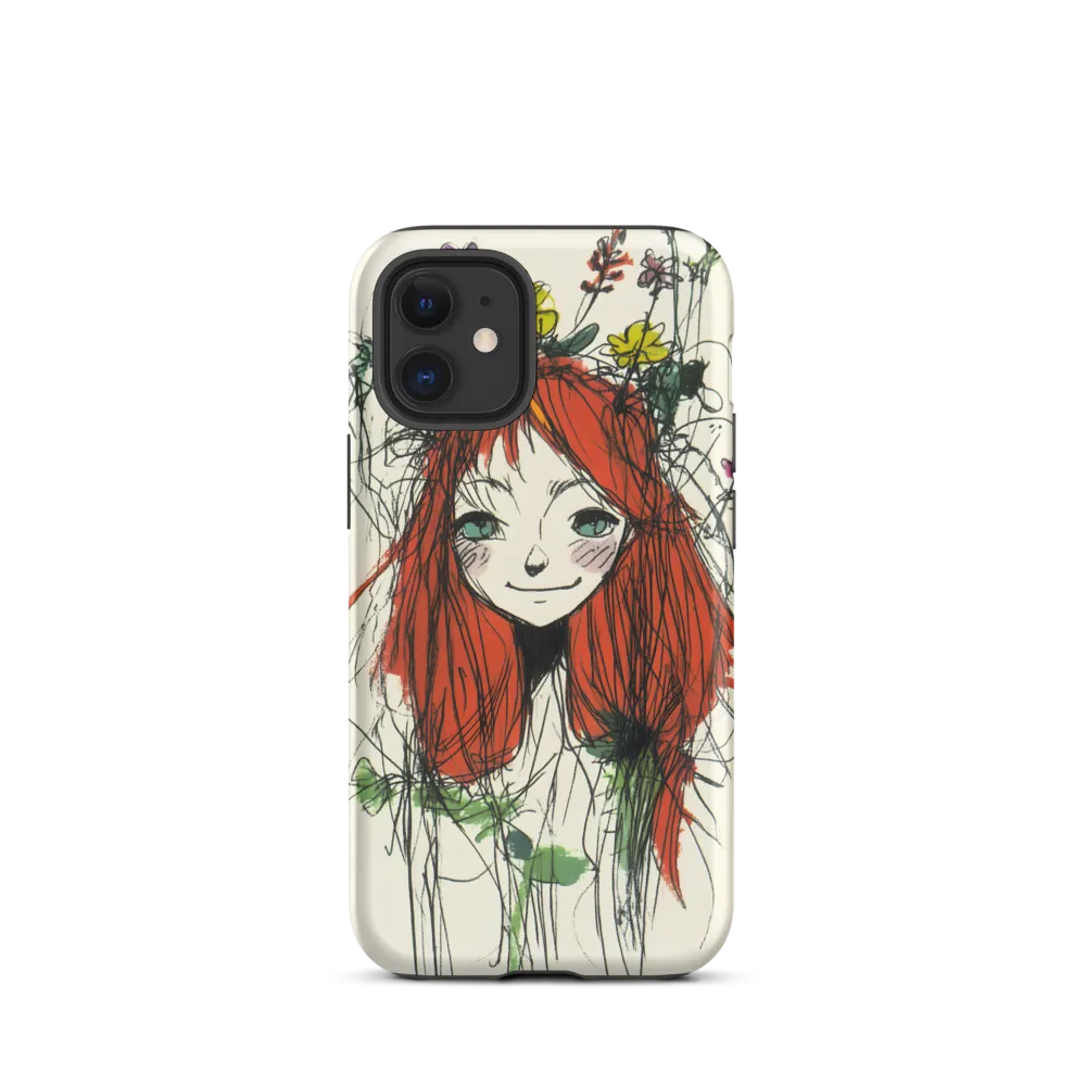 Whimsical Floral Portrait | Phone Case |  12 mini | Tough Case | Matte