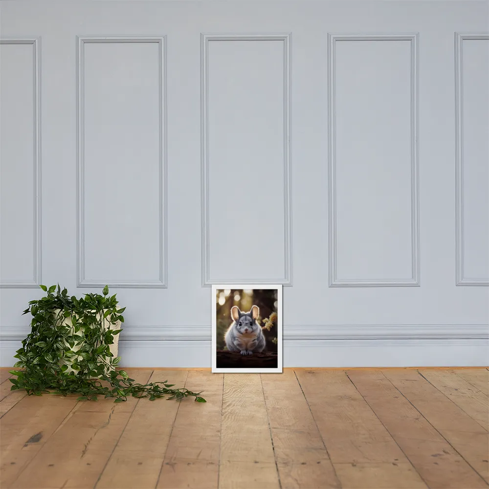 Curious Chinchilla in the Forest | Poster with White Frame | 11″×14″