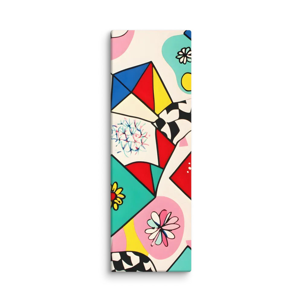 Joyful Geometry: A Playful Dance of Shapes and Colors | Canvas | 12″×36″
