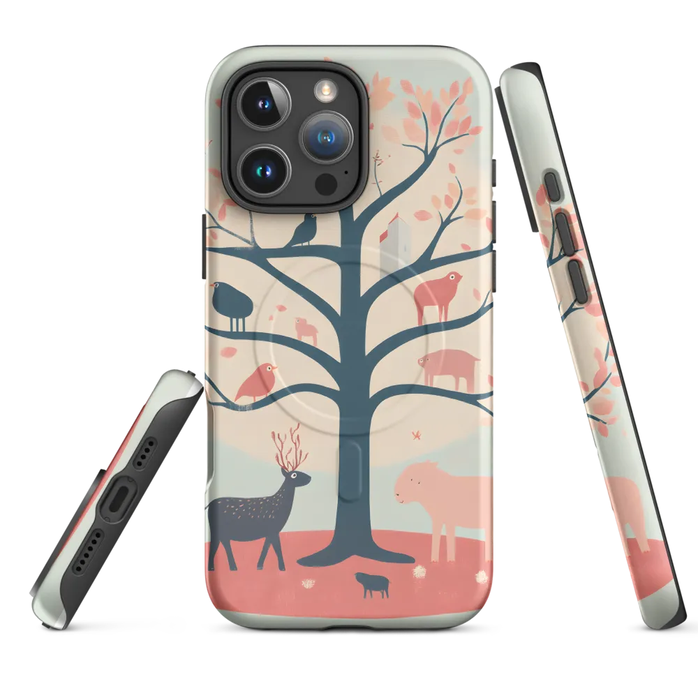Whimsical Tree with Playful Creatures | Phone Case |  16 Pro Max | MagSafe® Tough Case | Matte