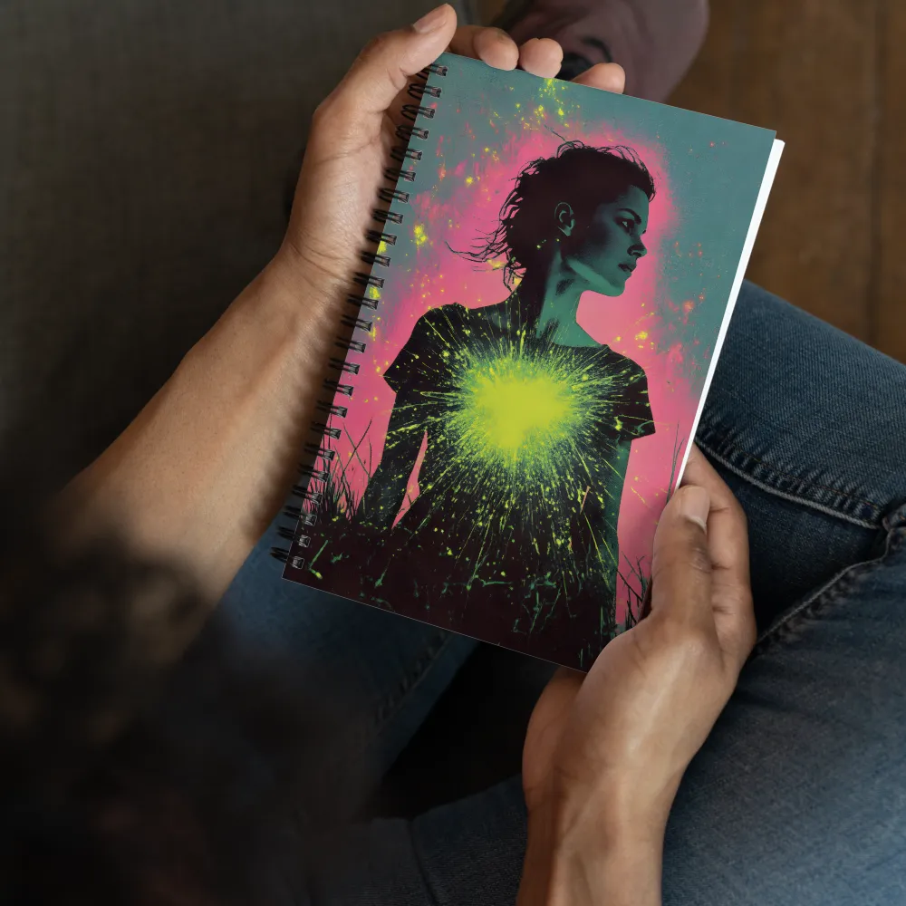 Cosmic Heart: A Surreal Portrait of Strength | Spiral Notebook