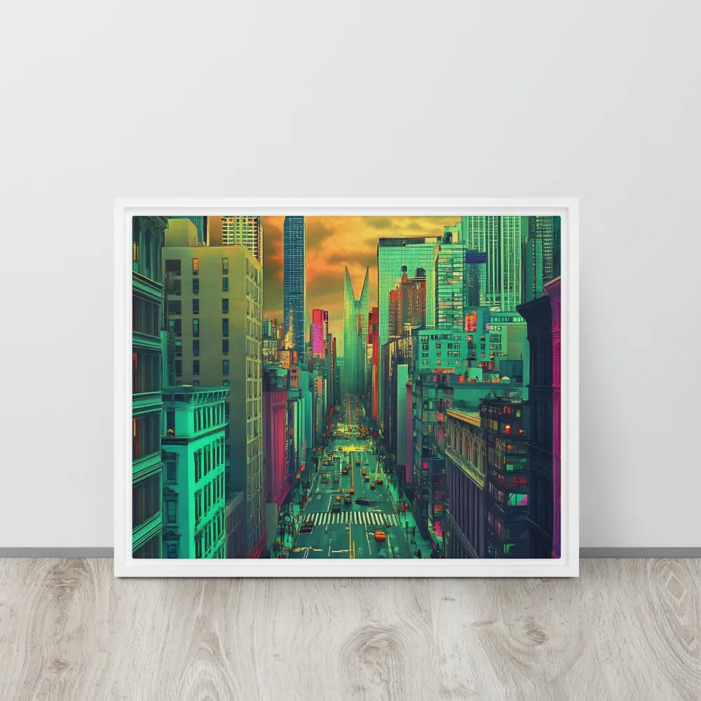 Urban Surrealism: Neon Dreams | Canvas with White Frame | 16″×20″
